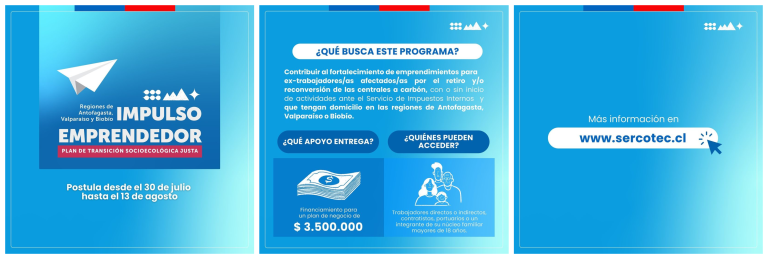 «Impulso Emprendedor» para Antofagasta, Valparaíso y Biobío