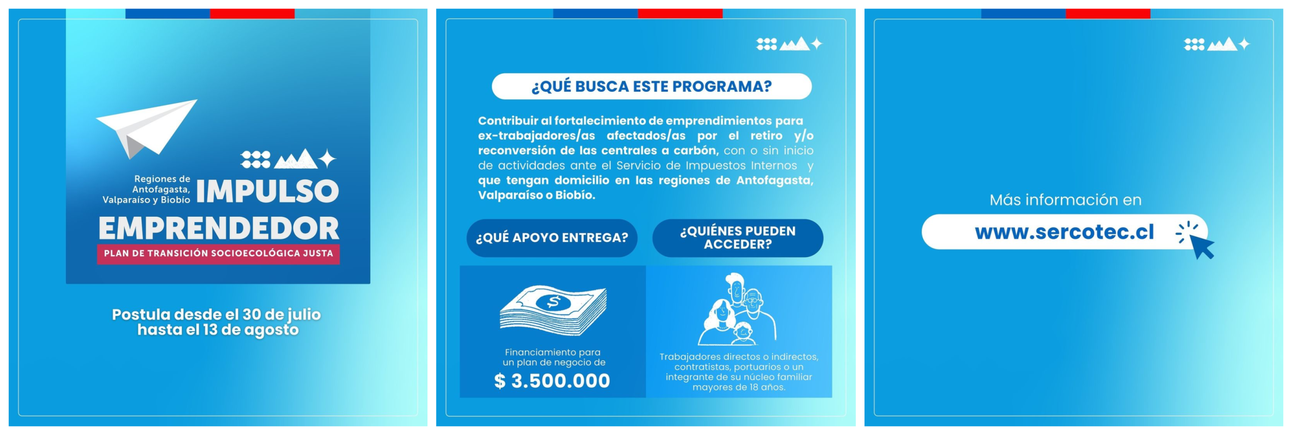 «Impulso Emprendedor» para Antofagasta, Valparaíso y Biobío